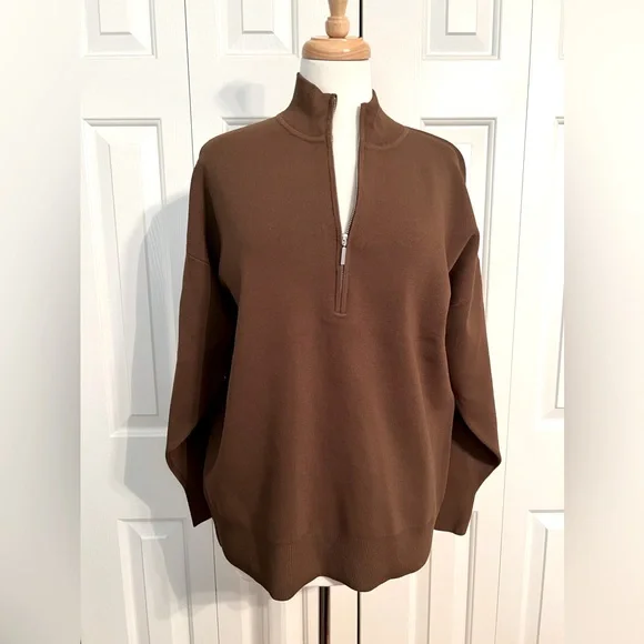 NWT M.M Lafleur Athens Half Zip Knit Pullover Deep Fern Olive Color Size Medium - Picture 5 of 11